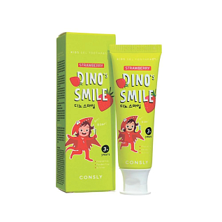 Consly Dinos Smile Д Детская гелевая зубная паста c ксилитом и вкусом клубники, 60г