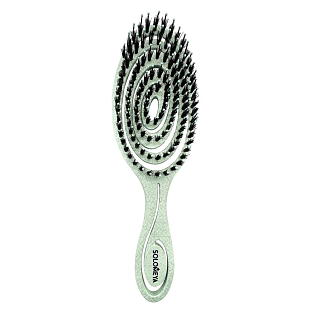 BIO BRUSH Расческа-био для волос подвижная c натуральной щетиной зеленая
